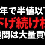 あの２年で半値以下に暴落した大手株が複数機関の大量買いで上がってきた