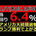 アメリカ大統領選挙！トランプ勝利で上がる株！【11/7(木)に株価が上がる株・明日上がる株・株式投資日本株最新情報】